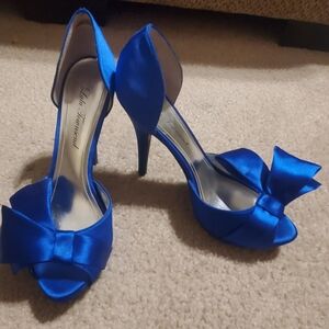 Lulu Townsend Blue Satin Heels